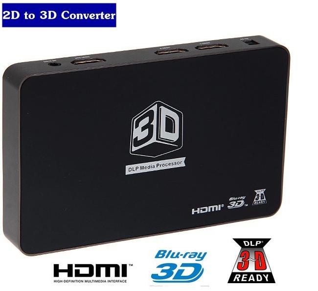 2D 3D HDMI Video Dönüştürücü Kutusu HD 1080 P 720 P 3D DLP Projektör Medya İşlemci Desteği HDMI 1 Out ve 2 In 3D TV Oyunları Için